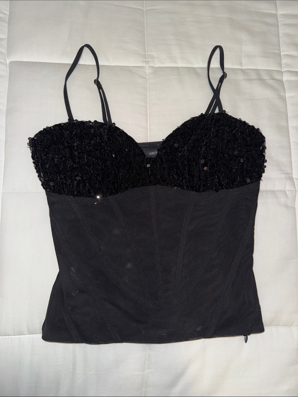 Forever 21 Black Sequin Cami Top